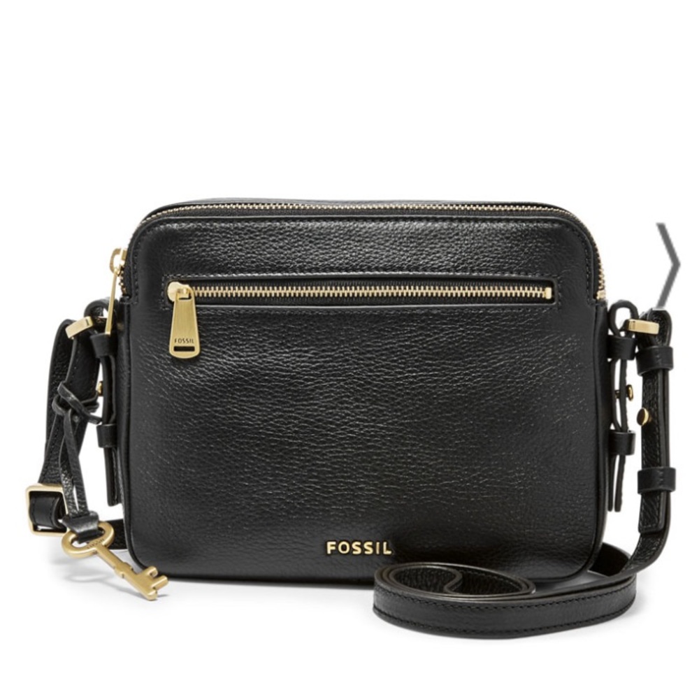 Fossil Piper Toaster Bag Black Pebbled Leather